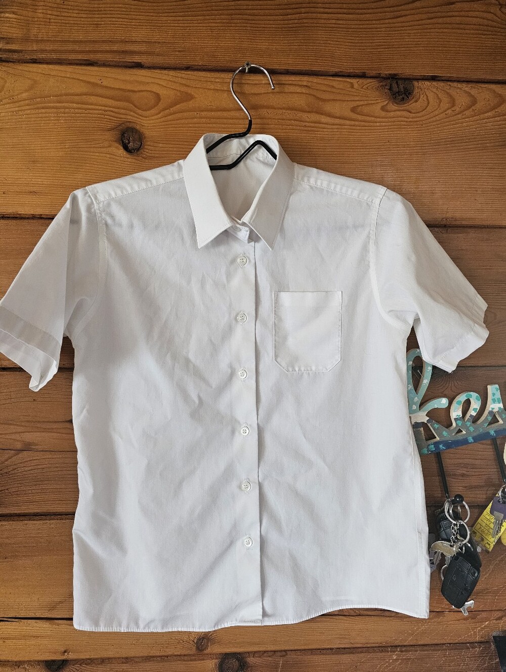 Boys White Short Sleeve Dress Shirt Button-Down School Uniform Size 10
